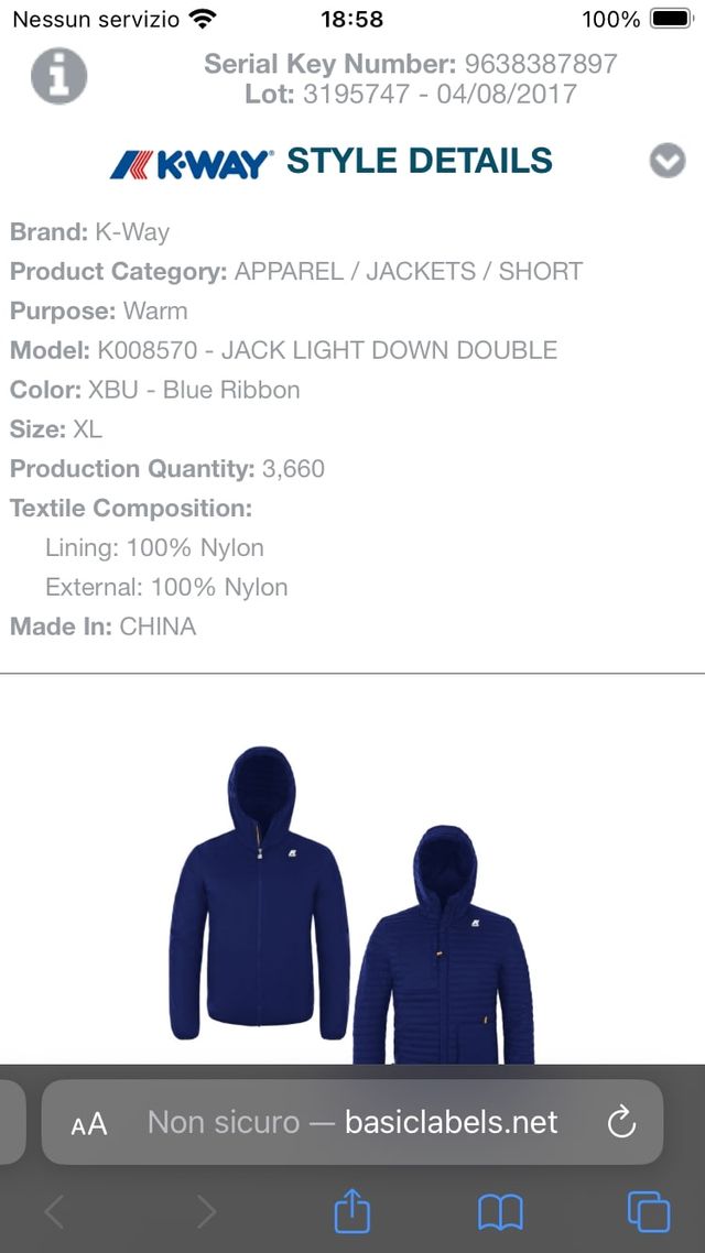 Giacca K-Way reversible