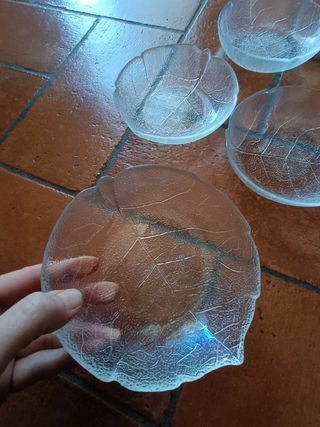 5 ciotoline di vetro a forma di foglia