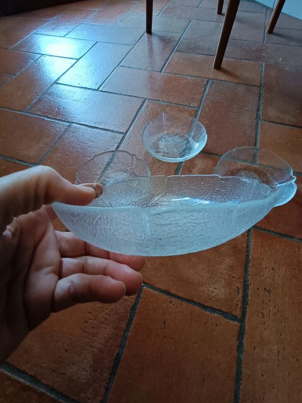 5 ciotoline di vetro a forma di foglia