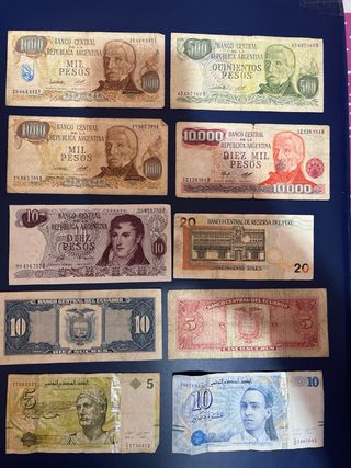 10 BILLETES EXTRANJEROS