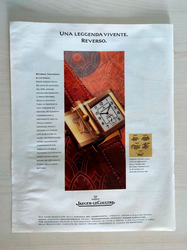 Pubblicità vintage orologio Jaeger-LeCoultre