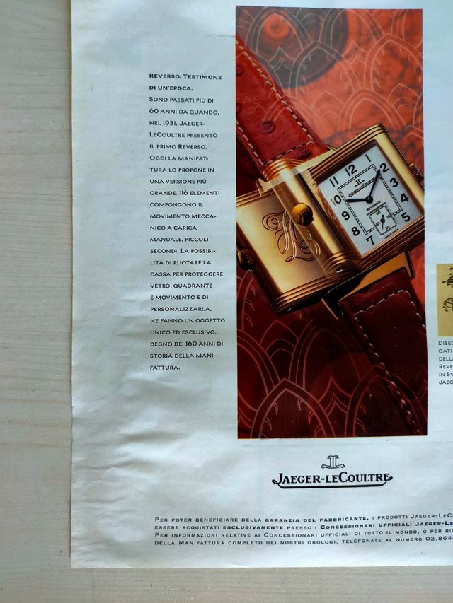 Pubblicità vintage orologio Jaeger-LeCoultre