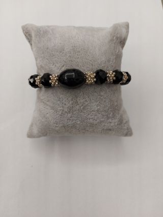Braccialetto strass e pietra nero
