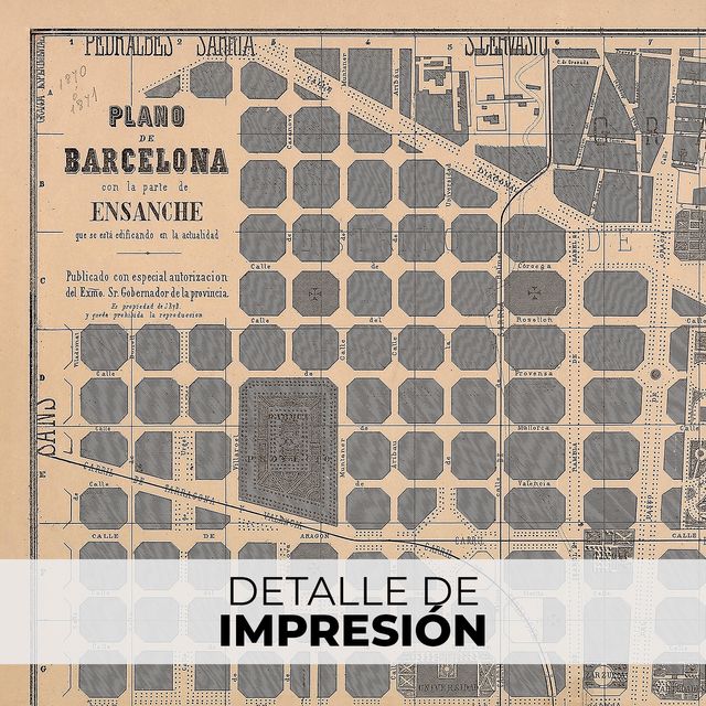 POSTER DE PLANO DE BARCELONA DE 1870 EN FINE ART