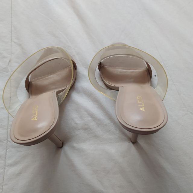 Sandalias en piel, tacón, beig,Aldo, t.39