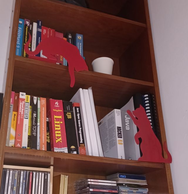 Reggilibri a forma di gatto.