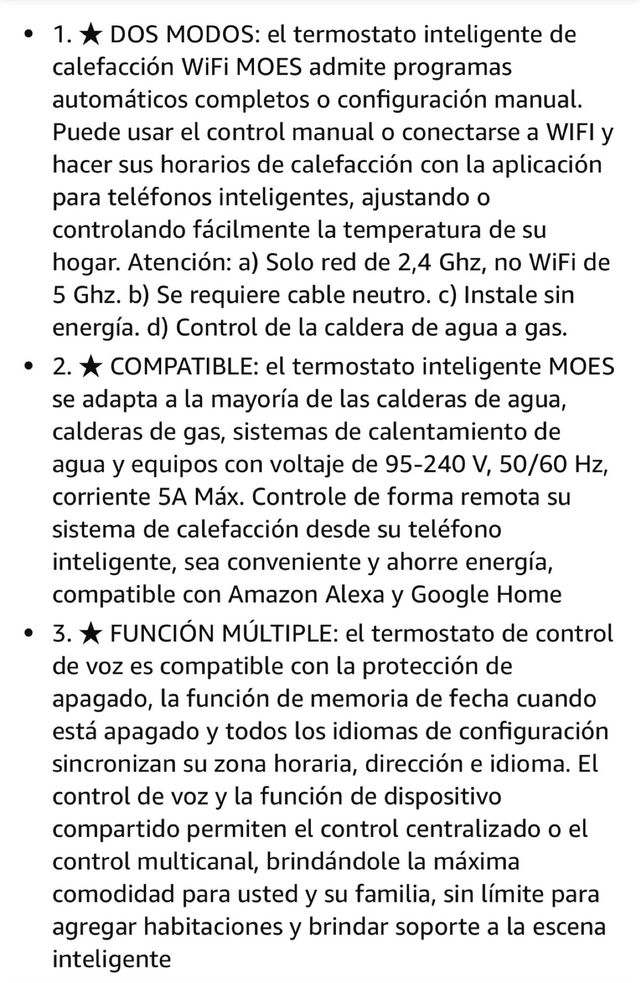 MOES Termostato Inteligente Wifi