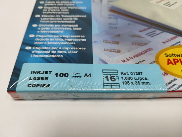 Lote de 2 paquetes de 100 hojas de pegatinas APLI