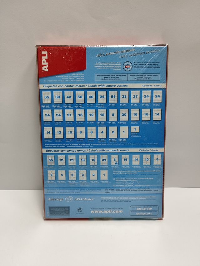Lote de 2 paquetes de 100 hojas de pegatinas APLI