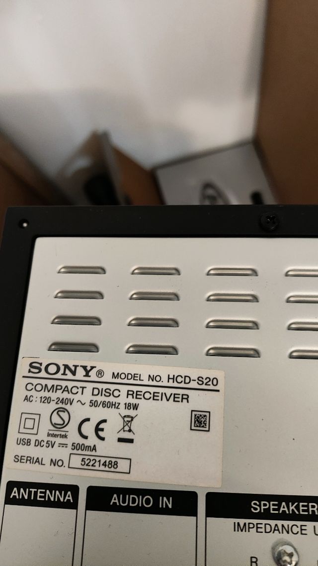 SONY CMT-S20 Microcadena
