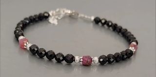 Pulsera, plata ley, espinela y rubi