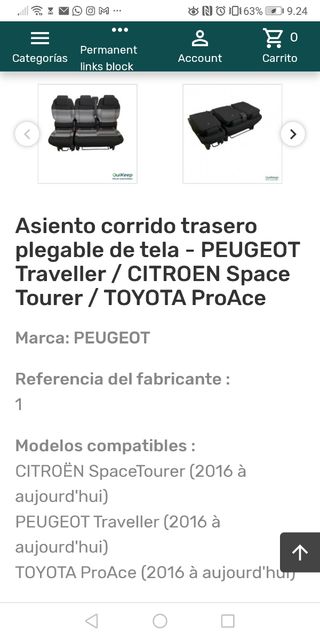 Asientos furgo peugeot traveller compact deslizant