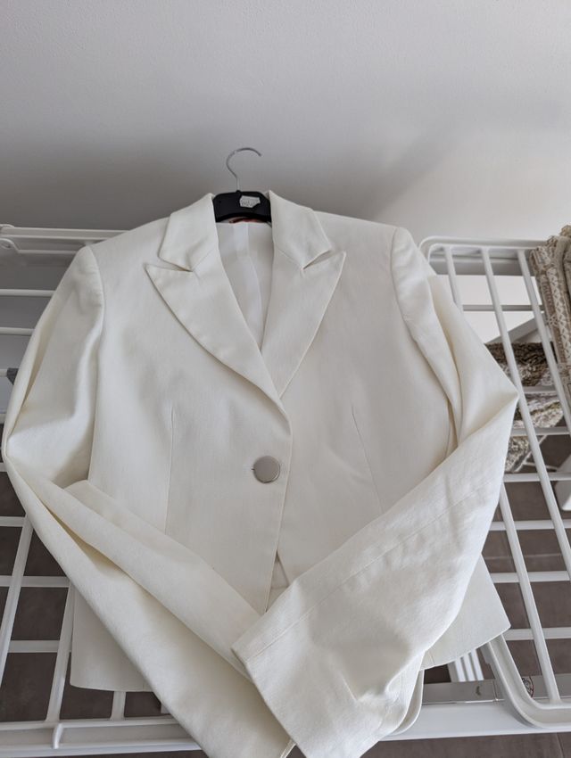 Giacca corta bianca con spalline taglia M