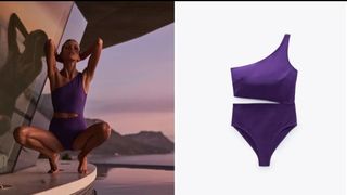 Bañador "cut out" morado