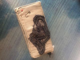 Cartera verde tela y polipiel