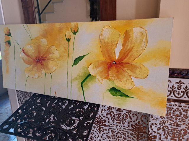 Cuadro pintado flores amarillas