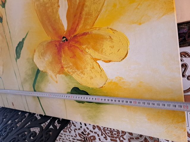 Cuadro pintado flores amarillas