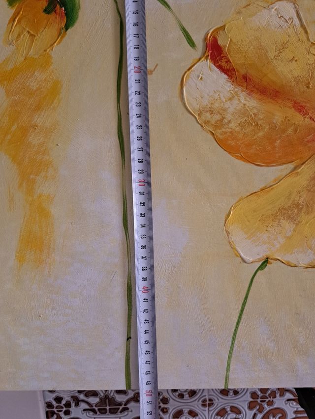 Cuadro pintado flores amarillas