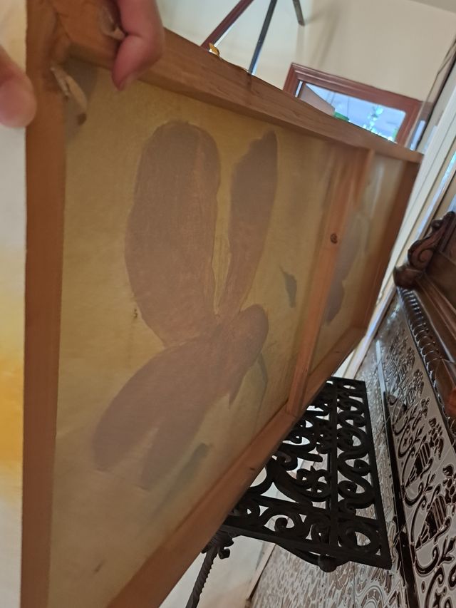 Cuadro pintado flores amarillas