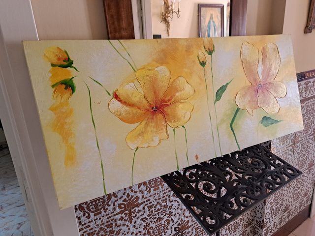 Cuadro pintado flores amarillas