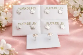 ÚLTIMO PAR! Pendientes oso plata rosca bebé