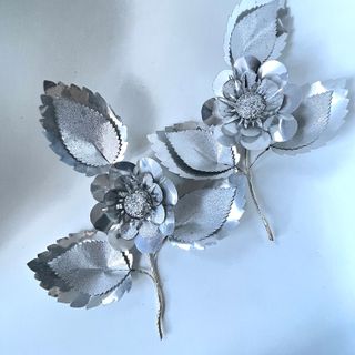 Navidad / Vintage / 2 adornos plateados