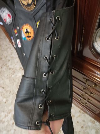 Chaqueta cuero sin mangas motos