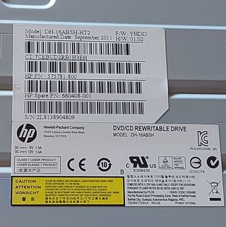 Regrabadora dvd cd HP Sata 