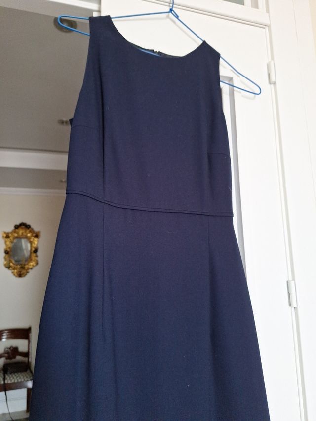 TRAJE LARGO CREP AZUL