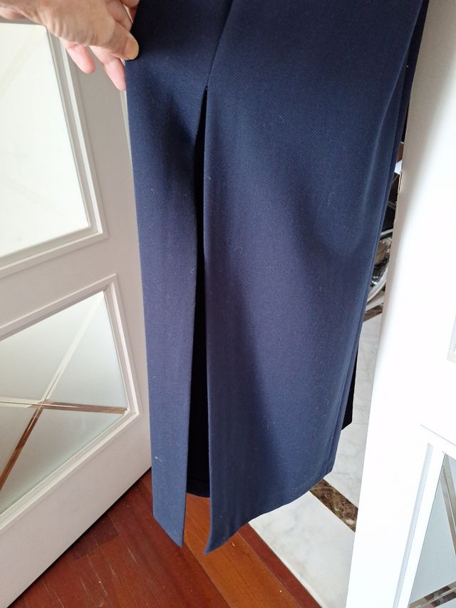 TRAJE LARGO CREP AZUL