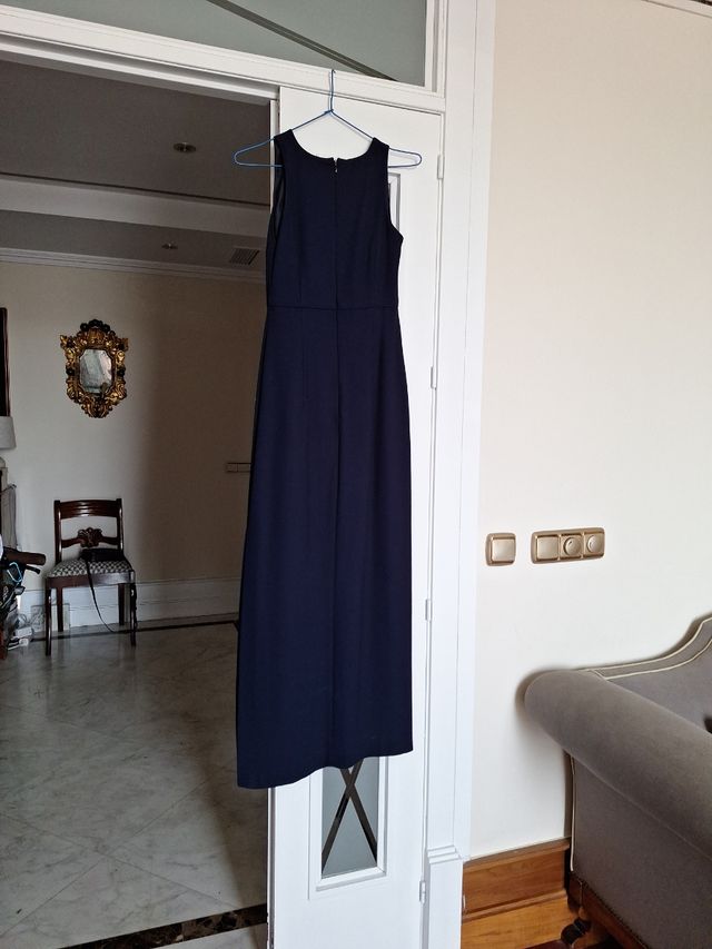 TRAJE LARGO CREP AZUL