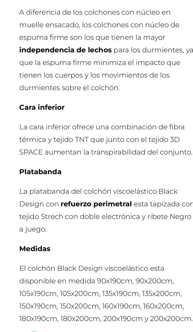 OFERTA, COLCHÓN BLACK 50% ( TODAS LAS MEDIDAS ) !!