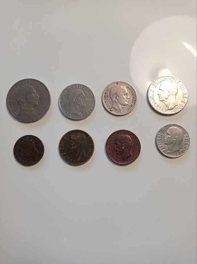 n.8 monete Vittorio Emanuele III