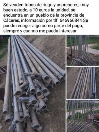 Tubos de riego y aspresores