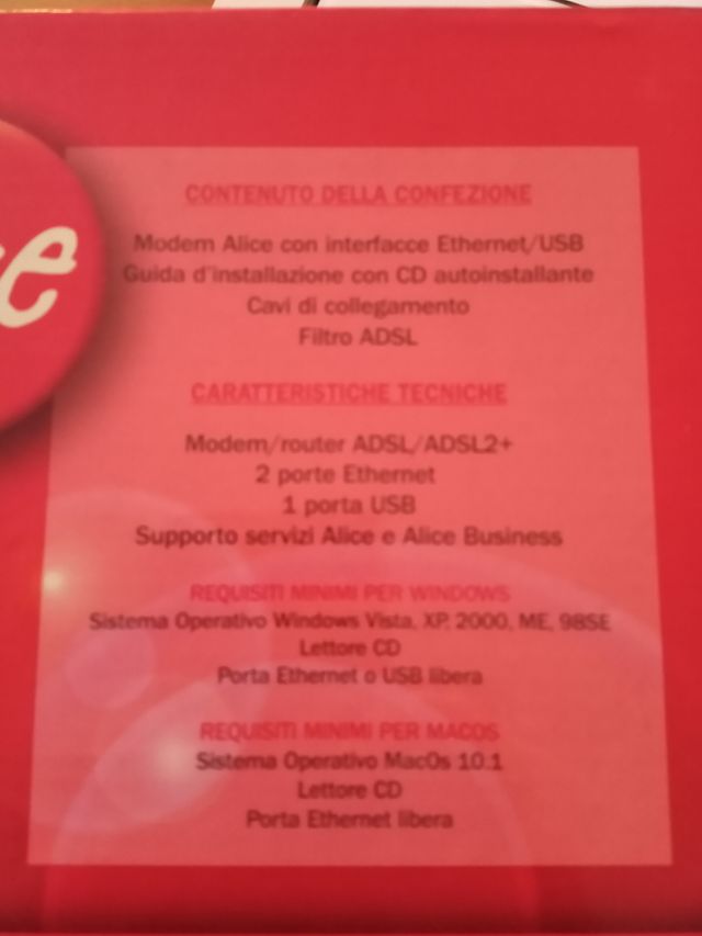 Modem Wi-Fi TIM + Modem Alice omaggio