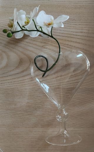 Vaso di vetro con orchidea bianca 