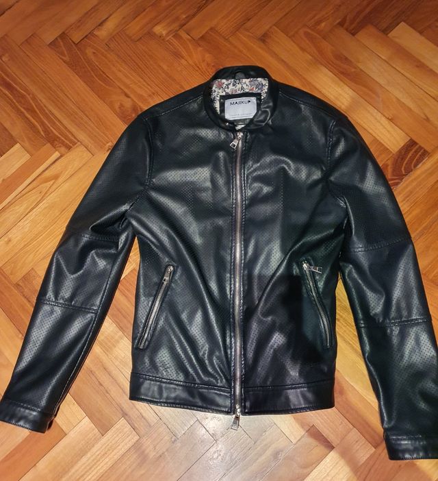 Giubbotto in pelle blu notte