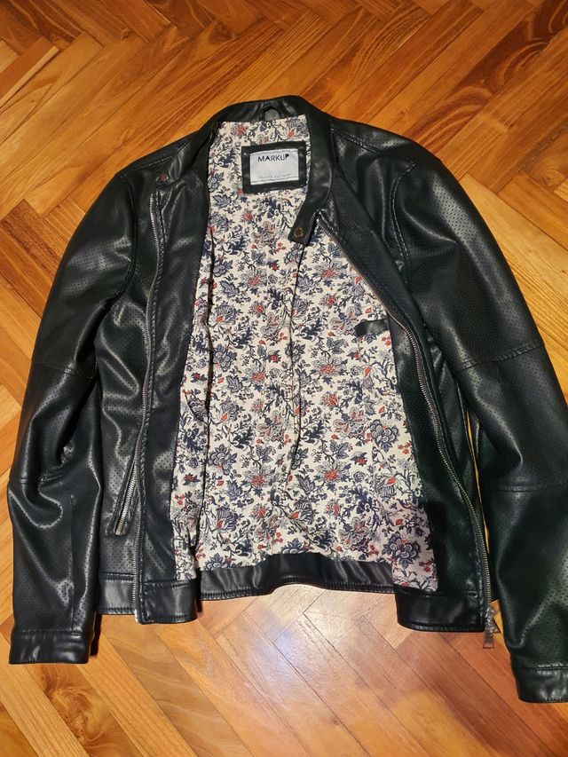 Giubbotto in pelle blu notte