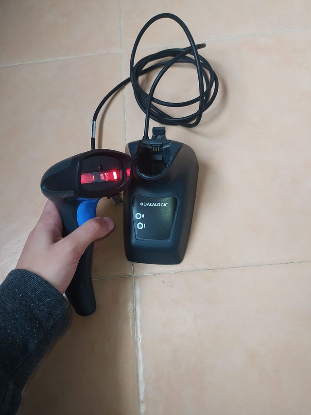 Lector de código de barras inalámbrico con base