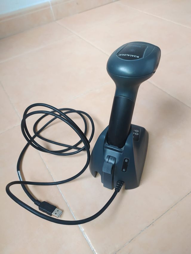 Lector de código de barras inalámbrico con base