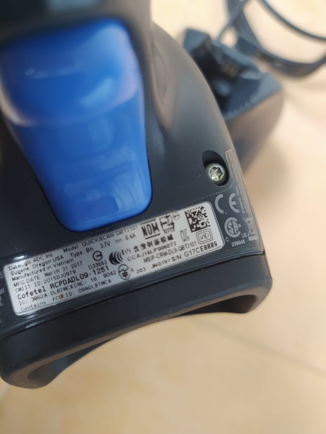 Lector de código de barras inalámbrico con base