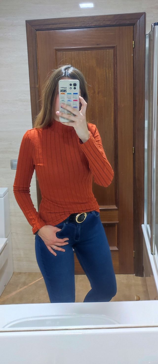 Camiseta/Jersey fino color caldera