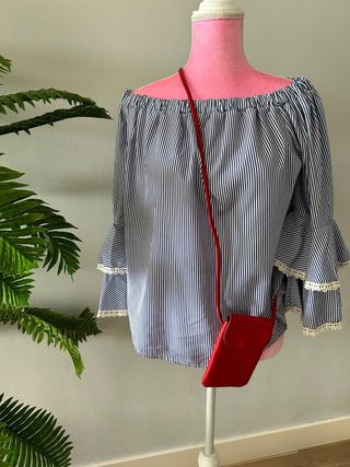 Blusa mujer detalles volantes manga