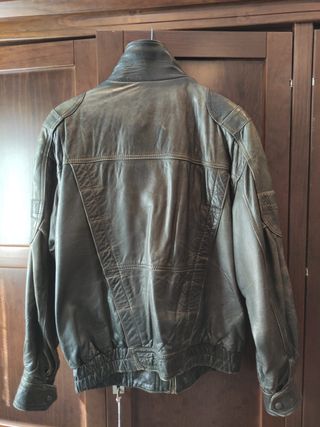 Cazadora vintage de cuero para moto - hombre