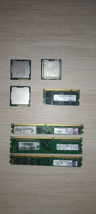 lote de placas base, procesadores y memorias