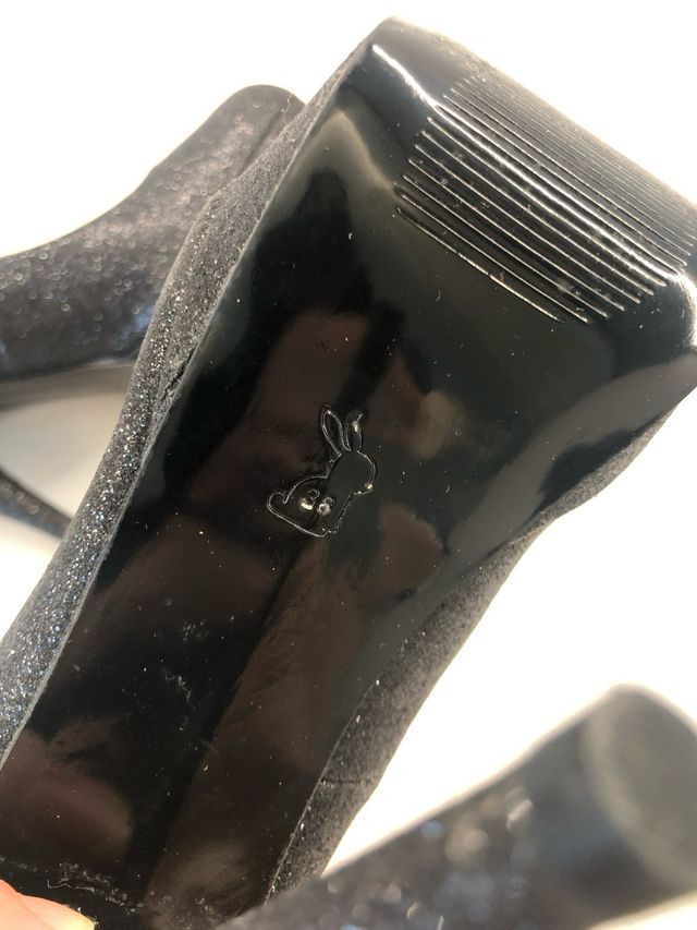 Scarpe décolleté nere con brillantini e plateau