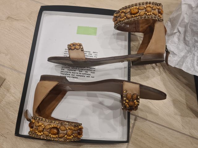 SANDALI DONNA in vitello marrone+pietre TAGLIA 38