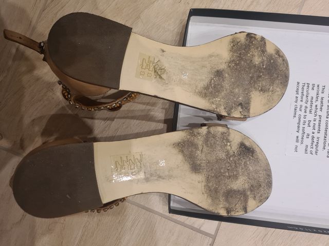 SANDALI DONNA in vitello marrone+pietre TAGLIA 38