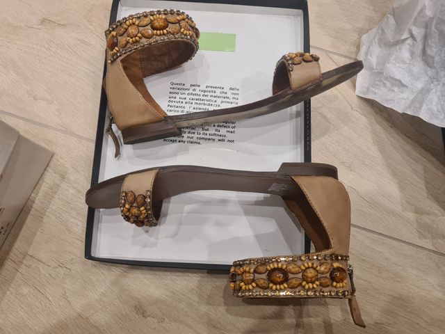 SANDALI DONNA in vitello marrone+pietre TAGLIA 38