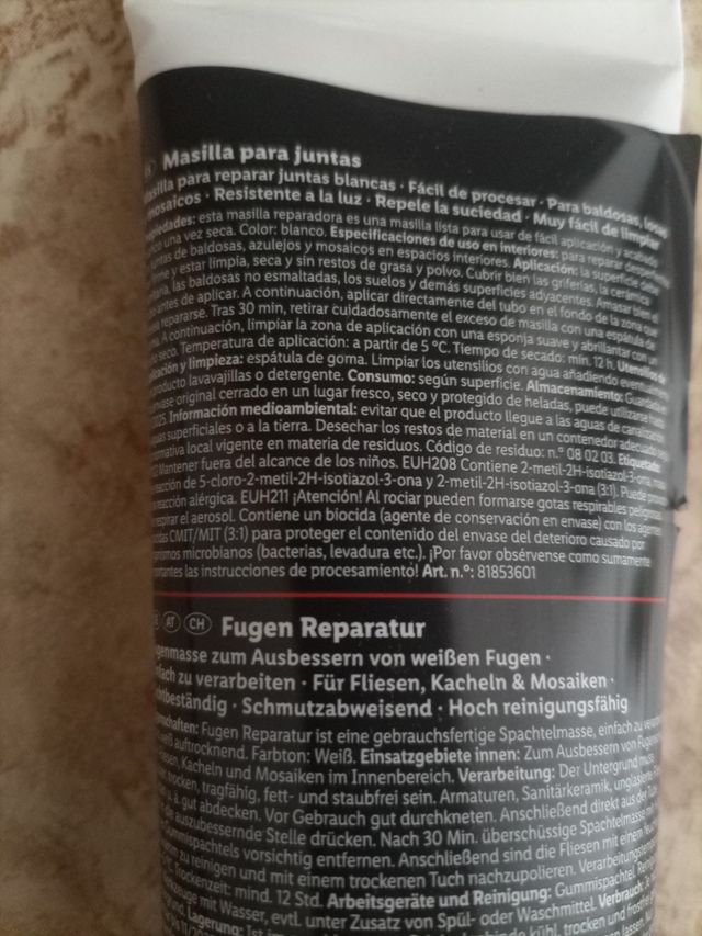 Masilla para juntas blanco